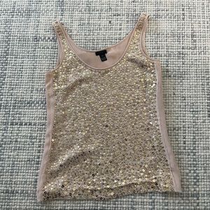 J.Crew Collection gold sequin blushpink silk tank size 0